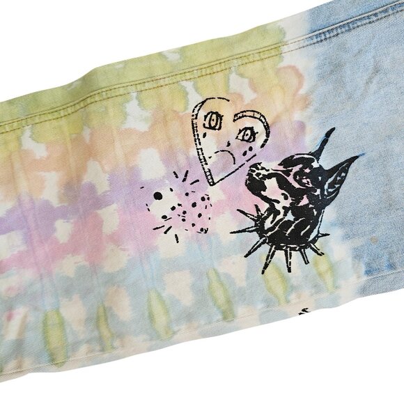 Urban Outfitters BDG High Rise Tie-Dye Cowboy Jeans with Art by Isabel Sz 32 - Picture 6 of 13